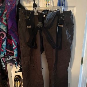 Something Strong pants. 38 w 42 l, brown, with suspenders